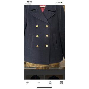 Vintage Lands End Navy Wool Peacoat 10 Naval Anchor Preppy Nautical Rare Coat